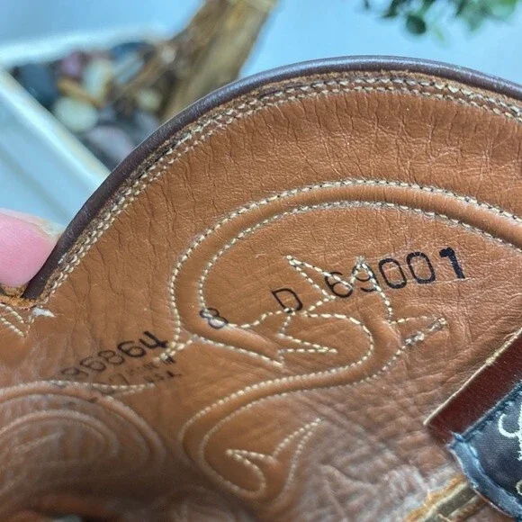 Lucchese 100% Leather full Quill Ostrich Brown Western Cowboy Boots 8